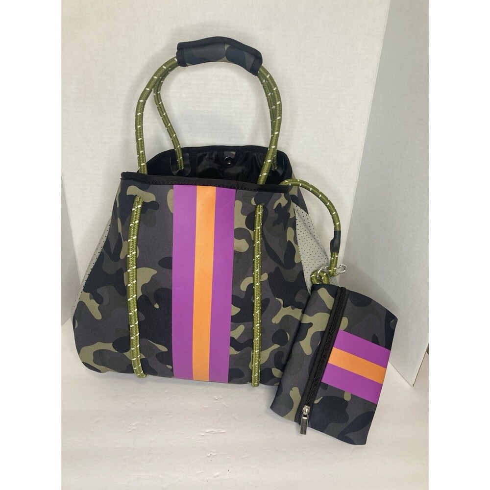 Camo Tote Neoprene Pink Orange Gym Bag Carryon Travel Overnight Satchel